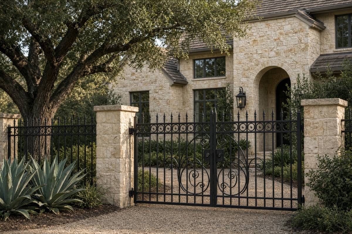 Ornamental iron fence with open views